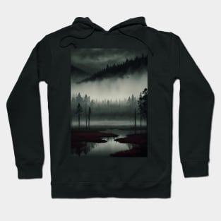 Spooky Bog with Red Grass Hoodie